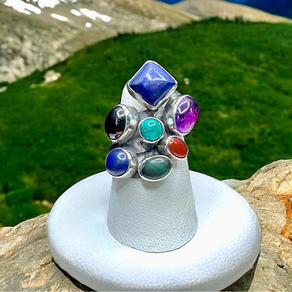 🌺Vintage Nakai Sterling & Gemstone Ring - Picture 10 of 12
